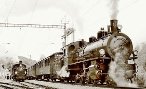 Dreifachtraktion Dampf am Albula