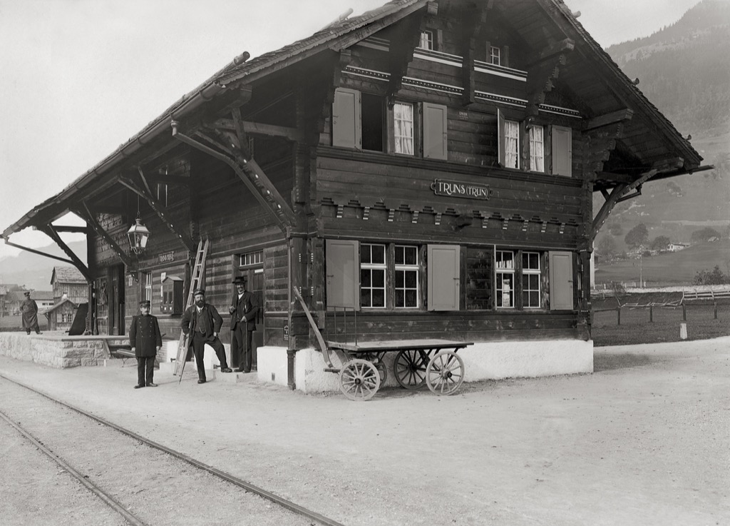 Bahnhof Truns in der Anfangszeit